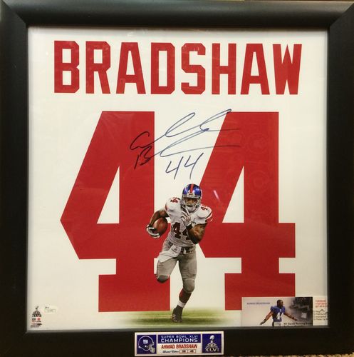 Ahmad Bradshaw Autographed NY Giants UniFrame