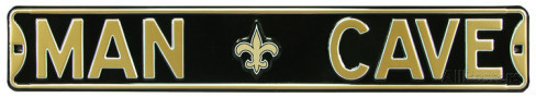 New Orleans Saints Black 6" x 36" Man Cave Steel Street Sign