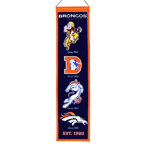 Denver Broncos Wool 8" x 32" Heritage Banner