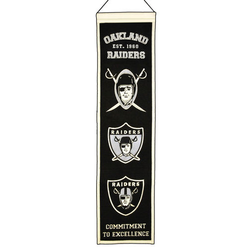 Oakland Raiders Wool 8" x 32" Heritage Banner