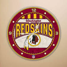 Washinton Redskins Art Glass Clock