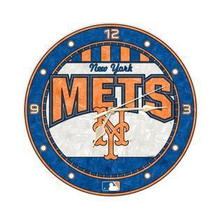 New York Mets Art Glass Clock