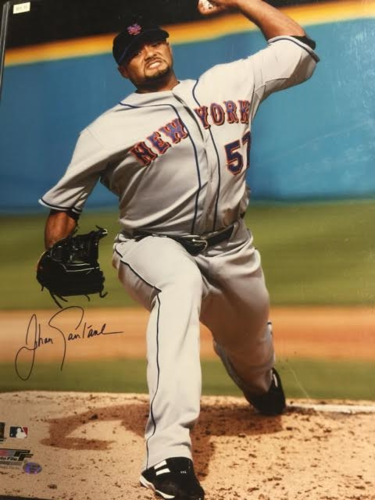Johan Santana Autographed Mets 16x20