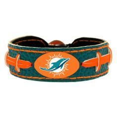 Miami Dolphins Game Day Leather Bracelet