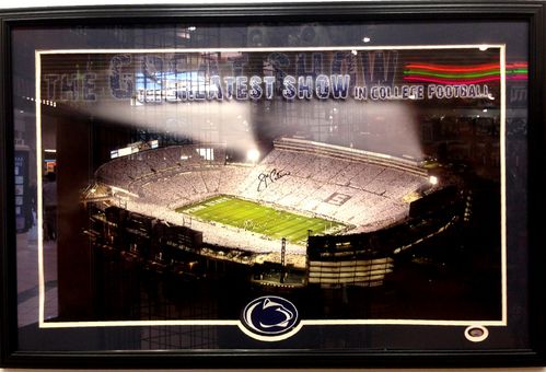 Penn State Joe Paterno Autograph Panoramic Poster Framed