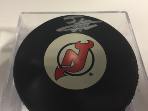 New Jersey Devils Adam Larsson Autograph Hockey Puck
