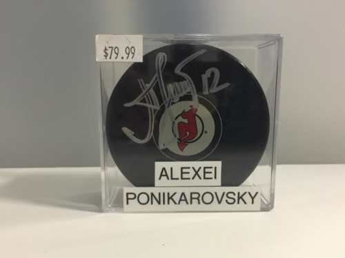 New Jersey Devils Alexei Ponikarovsky Autograph Hockey Puck