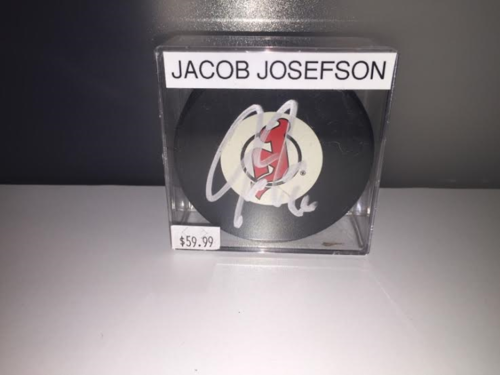 New Jersey Devils Jacob Josefson Autograph Hockey Puck