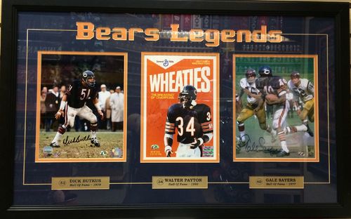 Bears Legends Butkus, Payton, Sayers Autographed,Framed Picture