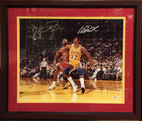Jordan & Magic Autographed by Both/Framed Picture