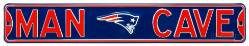 New England Patriots Navy 6" x 36" Man Cave Steel Street Sign