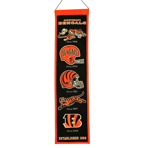 Cincinnati Bengals Wool 8" x 32" Heritage Banner