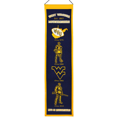 West Virginia Mountaineers Wool 8" x 32" Heritage Banner
