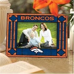 Denver Broncos Art Glass Picture Frame