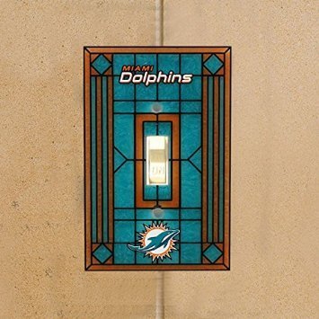 Miami Dolphins Art Glass Switch Plate