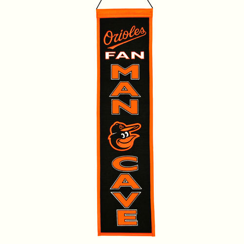 Baltimore Orioles Wool 8" x 32" Man Cave Banner