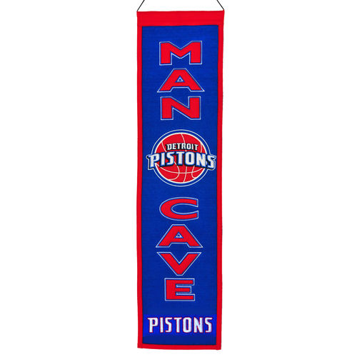 Detroit Pistons Wool 8" x 32" Man Cave Banner