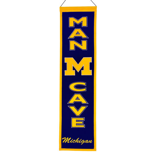 Michigan Wolverines Wool 8" x 32" Man Cave Banner