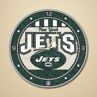 New York Jets Art Glass Clock