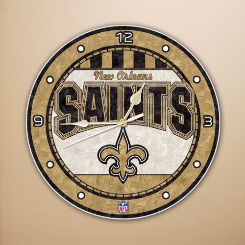 New Orleans Saints Art Glass Clock
