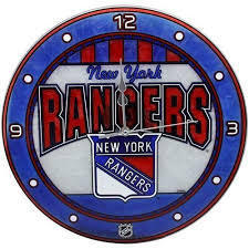 New York Rangers Art Glass Clock