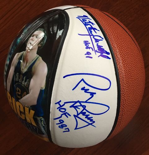 Nate "Tiny" Archibald and Rick Barry Autographed Basketball