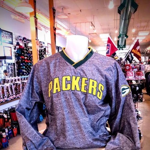 Green Bay Packers Grey V Neck Pullover Jacket